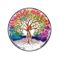 Závěsná kulatá vitráž - Strom života - Moudrost