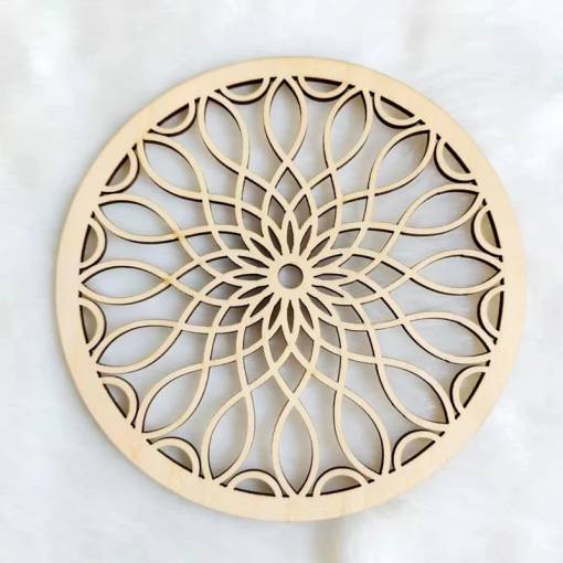 Foto - Dřevěný ornament 15 cm - Mandala - Květy